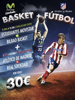 Cartel del pack 'Futbol & Basket' con Estudiantes