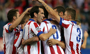 temporada 14/15. Partido Champions League entre el Atlético de Madrid y Malmo. Celebración de gol
