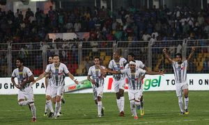 Goa - Atlético de Kolkata. Vuelta Semifinal. Celebrando la clasificación.